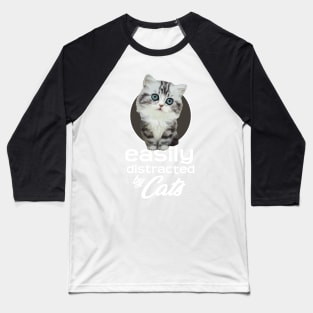 Easily Distracted By Cats - Kitten Blue Eyes Baseball T-Shirt